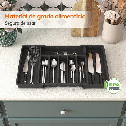 Lifewit Cubiertos Organizer, Extensible, Grande, Negro