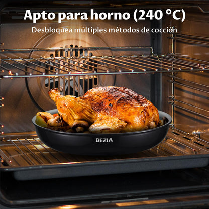 BEZIA Juego de Utensilios de Cocina de Inducción, 10 Piezas, Cerámica Antiadherente, Asas Desmontables