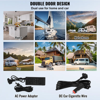 VEVOR Nevera de Compresión Portátil 25L, Mini Nevera para Coche 12/24V CC y 100-240V CA, Caja Enfriadora de Doble Zona, Temperatura Ajustable de -20°C a 20°C, Ideal para Camping, Barco y Casa
