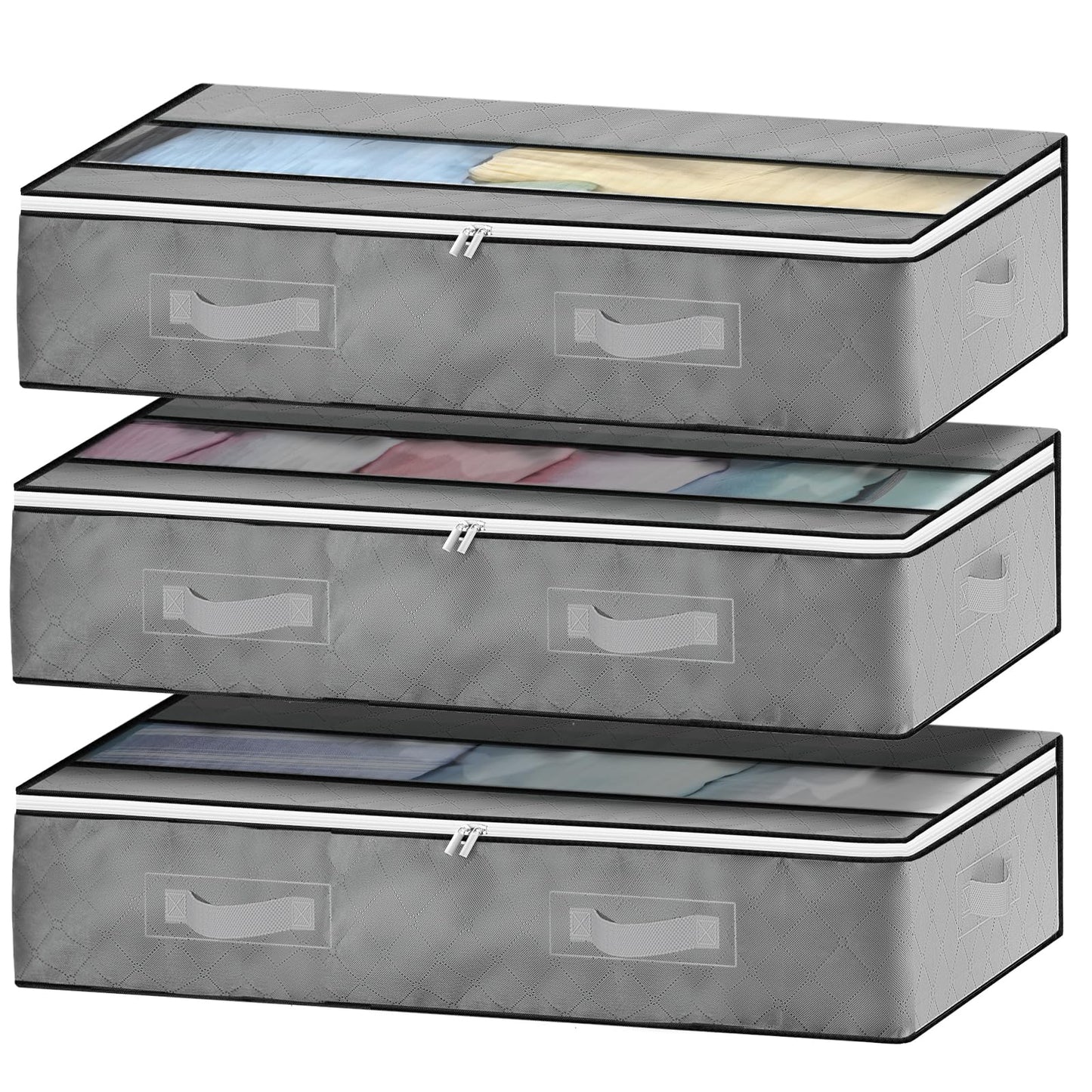 GoMaihe 3-Piece Under-Bed Storage, Foldable, Reinforced Handles