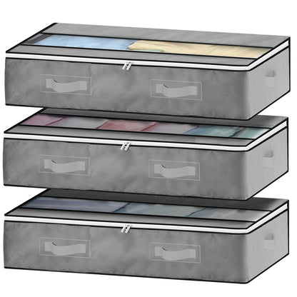 GoMaihe 3-Piece Under-Bed Storage, Foldable, Reinforced Handles