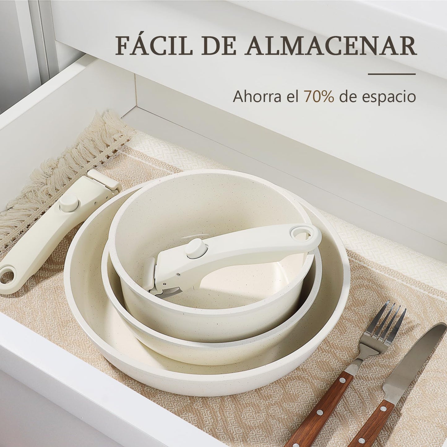 GiPP Juego de Ollas y Sartenes Cerámicas Antiadherente 11 Piezas, con Mangos Desmontables