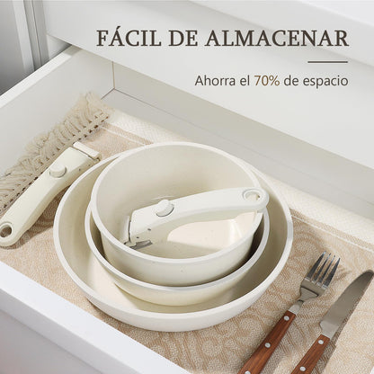 GiPP Juego de Ollas y Sartenes Cerámicas Antiadherente 11 Piezas, con Mangos Desmontables