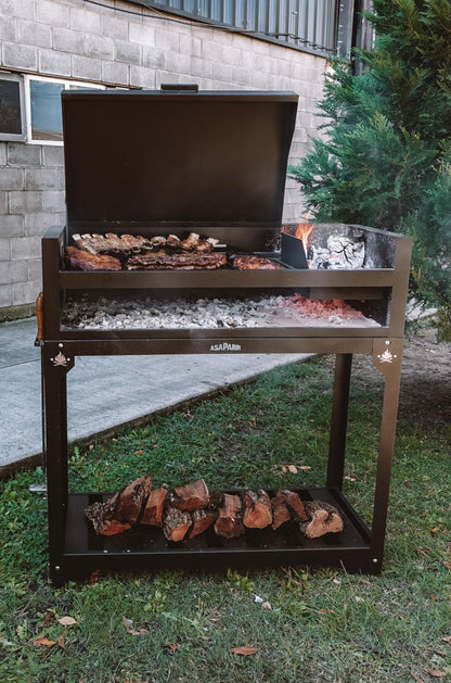 Parrilla Barbacoa de Carbón Grill Chulengo Premium Argentino, Con Fogonero, Pala, Atizador y Funda Incluidos, Portátil para Uso Exterior, Color Negro, 115x75x50 cm
