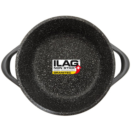 briebe Batería Cocina Inducción 8 Piezas, Aluminio Fundido, Antiadherente ILAG GRANITEC sin PFOA, Tapas Cristal, Guantes Silicona