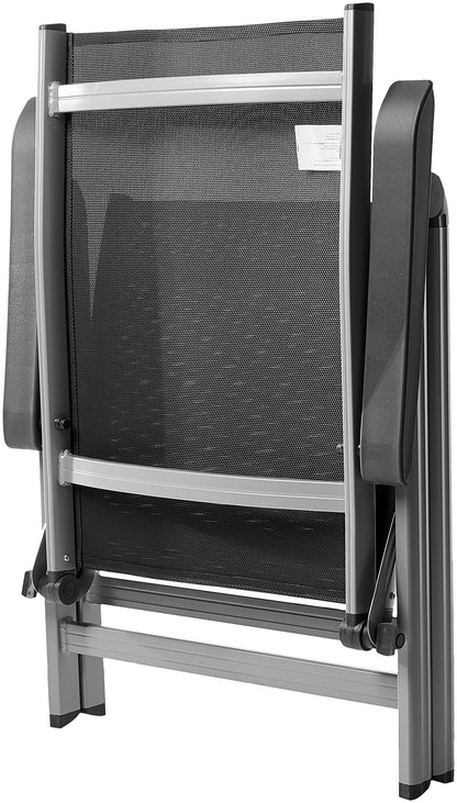Basics Set de 2 Sillas para Exteriores Ajustables en 5 Posiciones, 69 x 60.5 x 110 cm, Color Gris, Comodidad y Resistencia